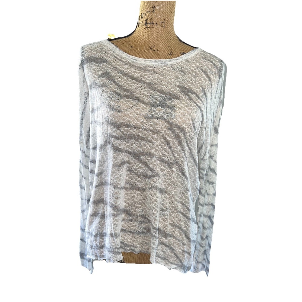 Generation Love Sheer‎ Long Sleeve Animal Print Top modal silk blend